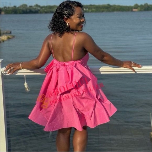 ZARA PINK TAFFETA BOW DRESS - Picture 8 of 9